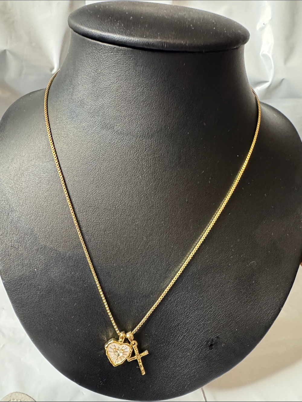 Gold Heart & Cross Pendant Necklace - Women's Jewelry